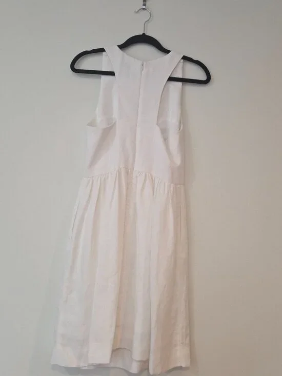 White Milly Dress NWOT | Linen Blend, Pockets, Boned Bodice, Made in USA Size 6 - Picture 5 of 11